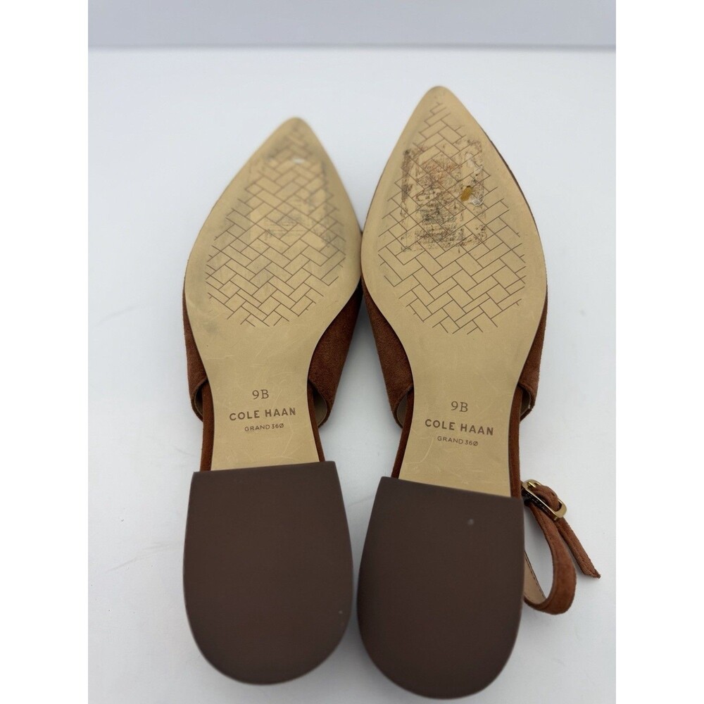 Cole Haan Suede Slingback Heels Pointed Toe Block Heel Brown Women's 9B - Picture 9 of 9